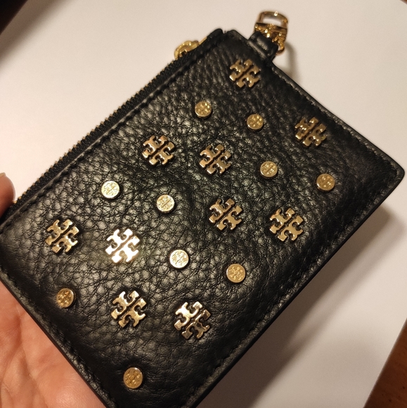 Tory Burch Logo Studded Leather Coin Holder - Picture 9 of 11